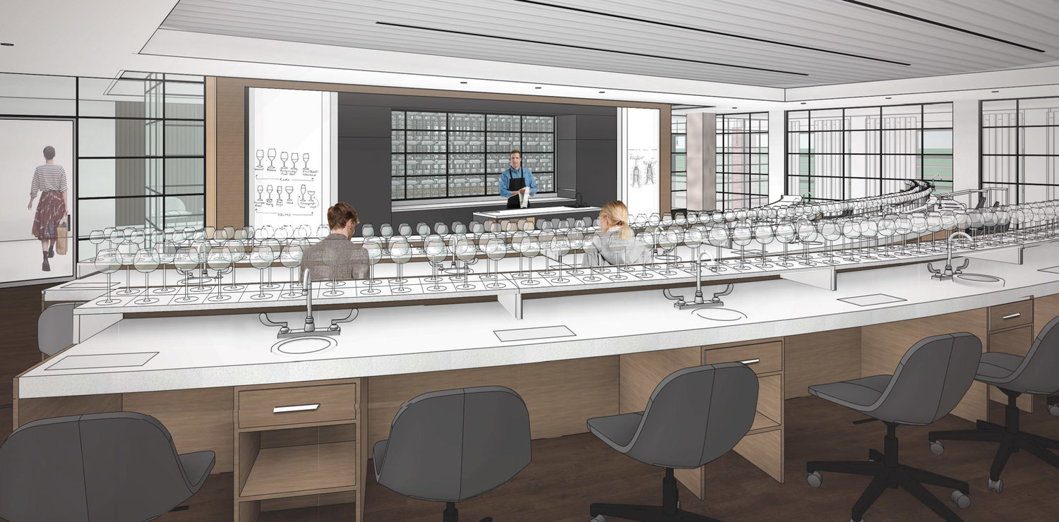 Computer generated rendering of the wine appreciation center